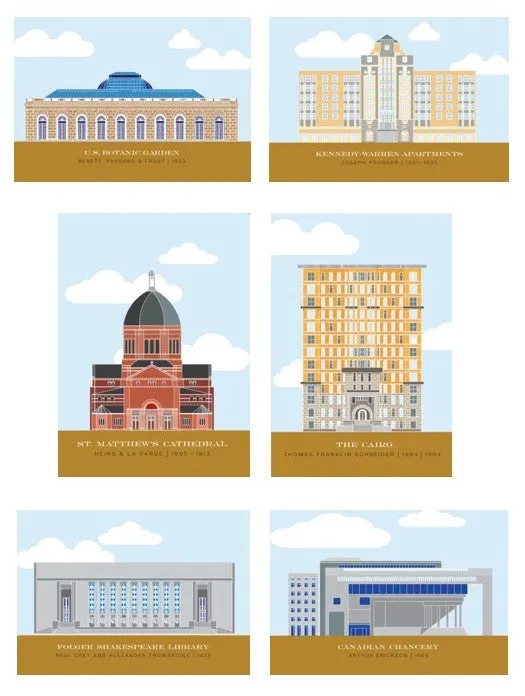 "Capital Style" Washington DC Minimalist Architecture Blank Card Set