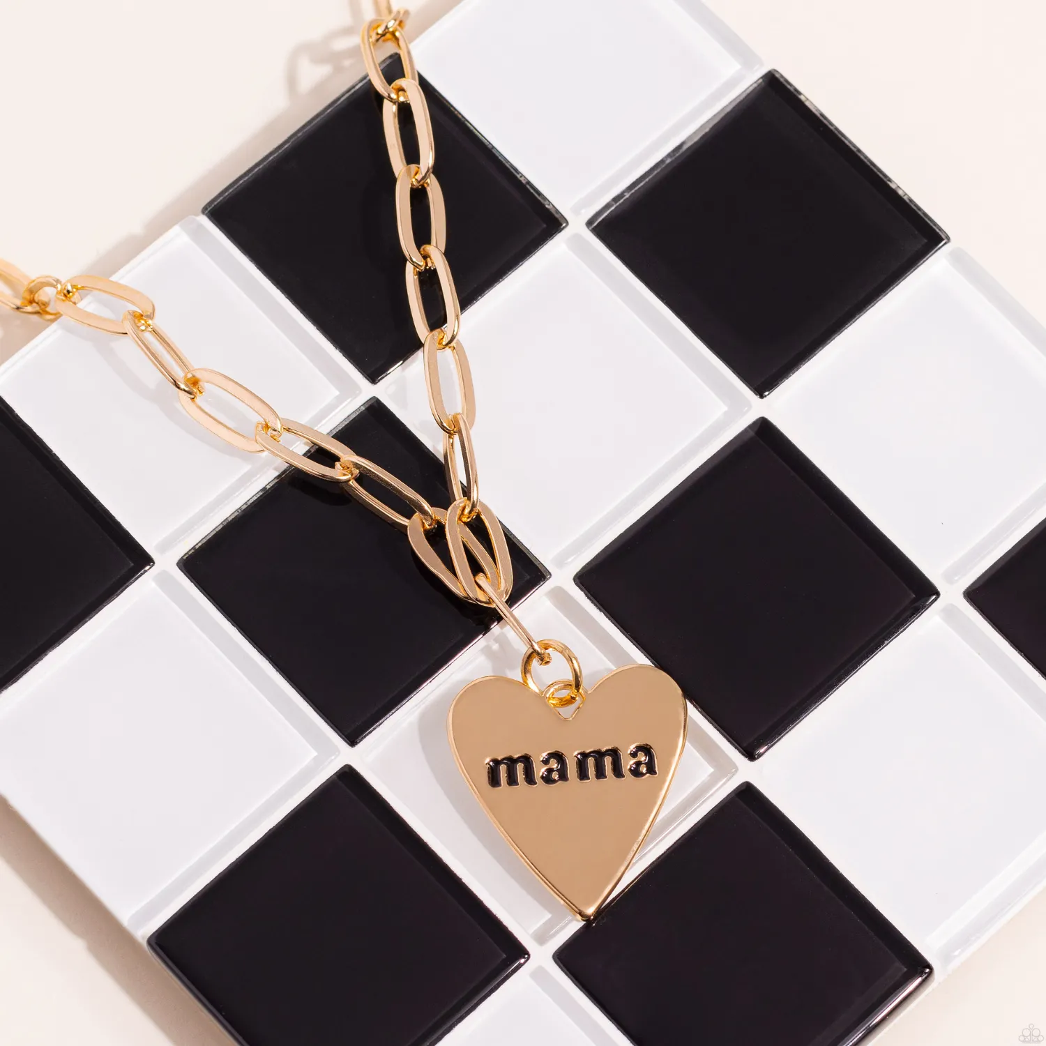 "Mama Can't Buy You Love" Gold Chain with a HEART That Says "MAMA" Necklace Set