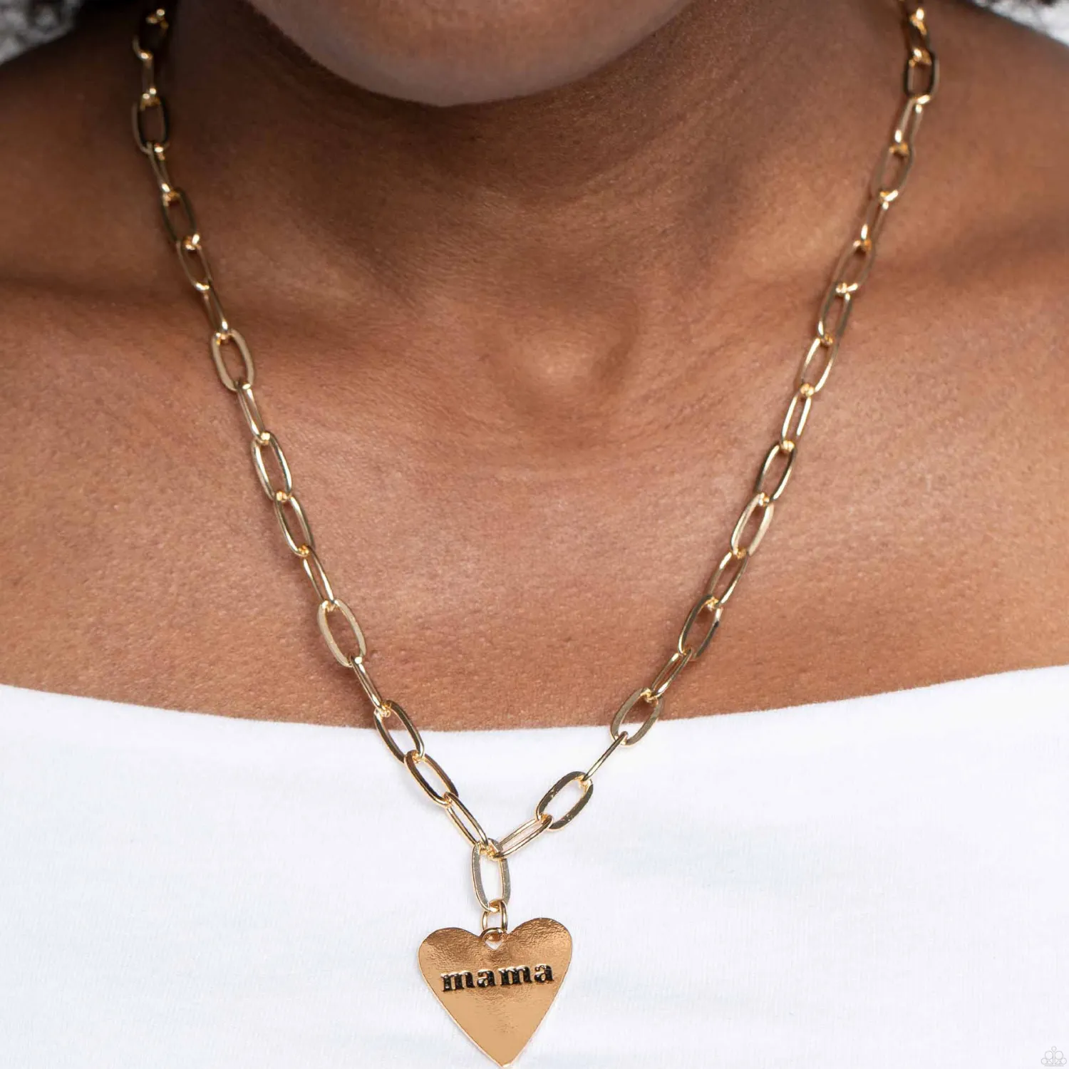 "Mama Can't Buy You Love" Gold Chain with a HEART That Says "MAMA" Necklace Set