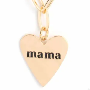 "Mama Can't Buy You Love" Gold Chain with a HEART That Says "MAMA" Necklace Set