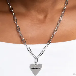 "Mama Can't Buy You Love" Silver Chain with a HEART That Says "MAMA" Necklace Set