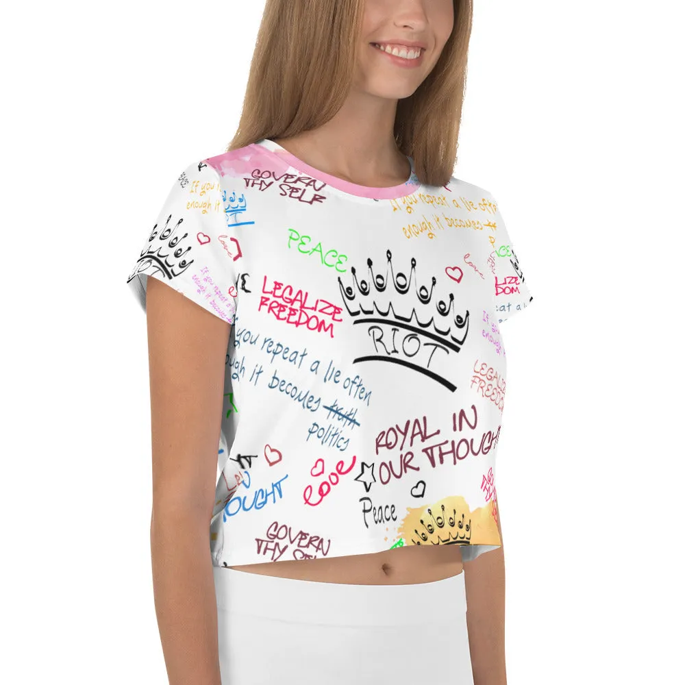 "RIOT" Graffiti Crop Tee