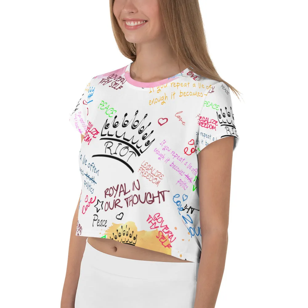 "RIOT" Graffiti Crop Tee