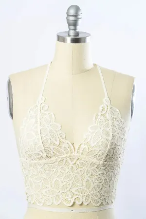 RACERBACK FLOWER LACE BRALETTE PADDED TOP