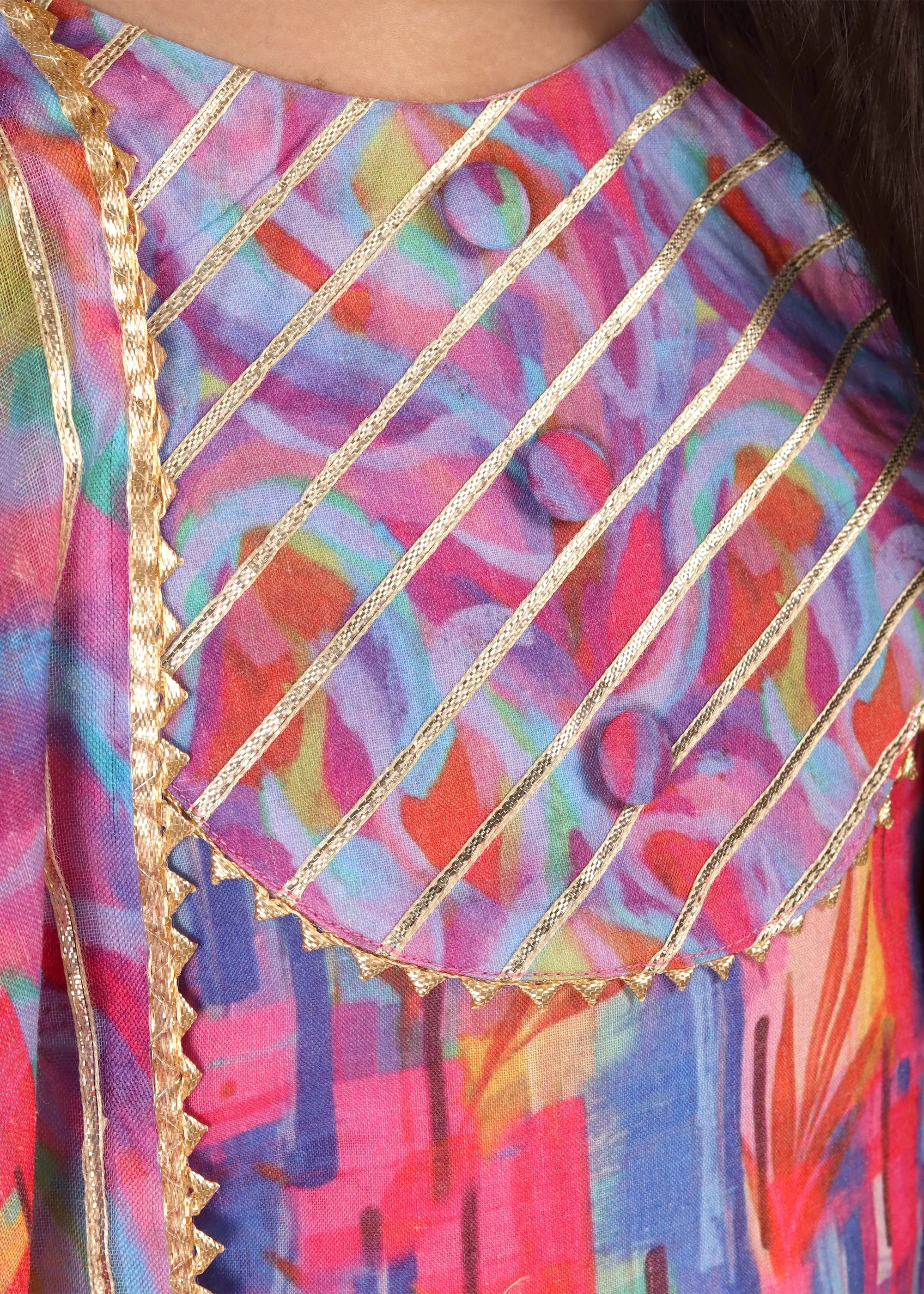 Rainbow Blossom Cotton Lehenga Set