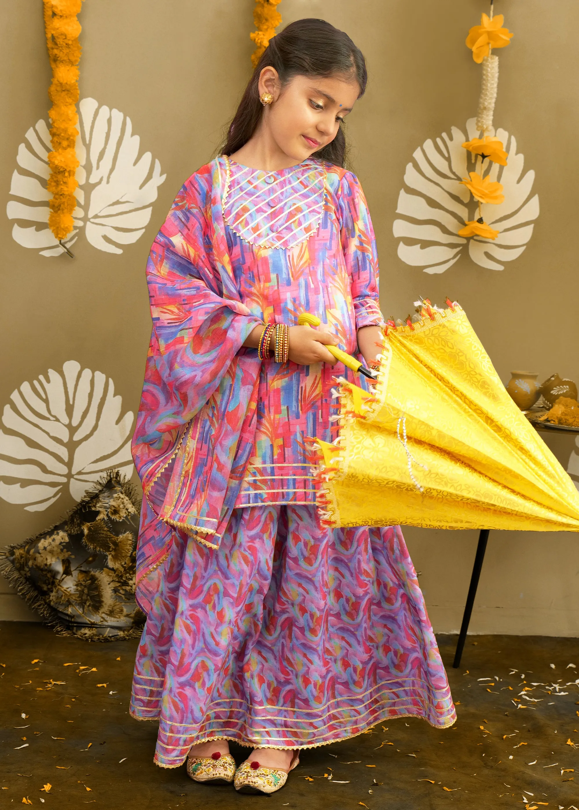 Rainbow Blossom Cotton Lehenga Set
