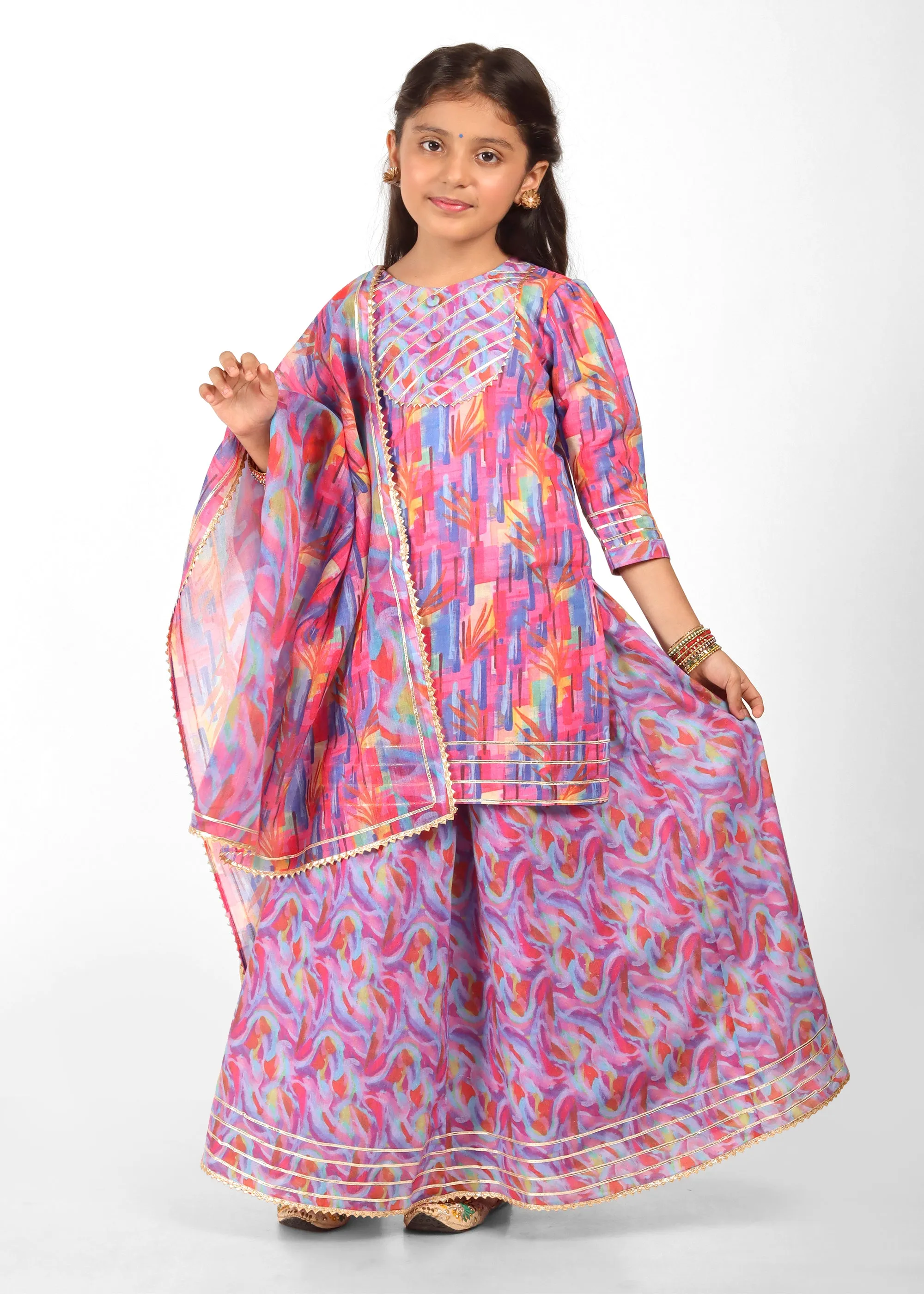 Rainbow Blossom Cotton Lehenga Set