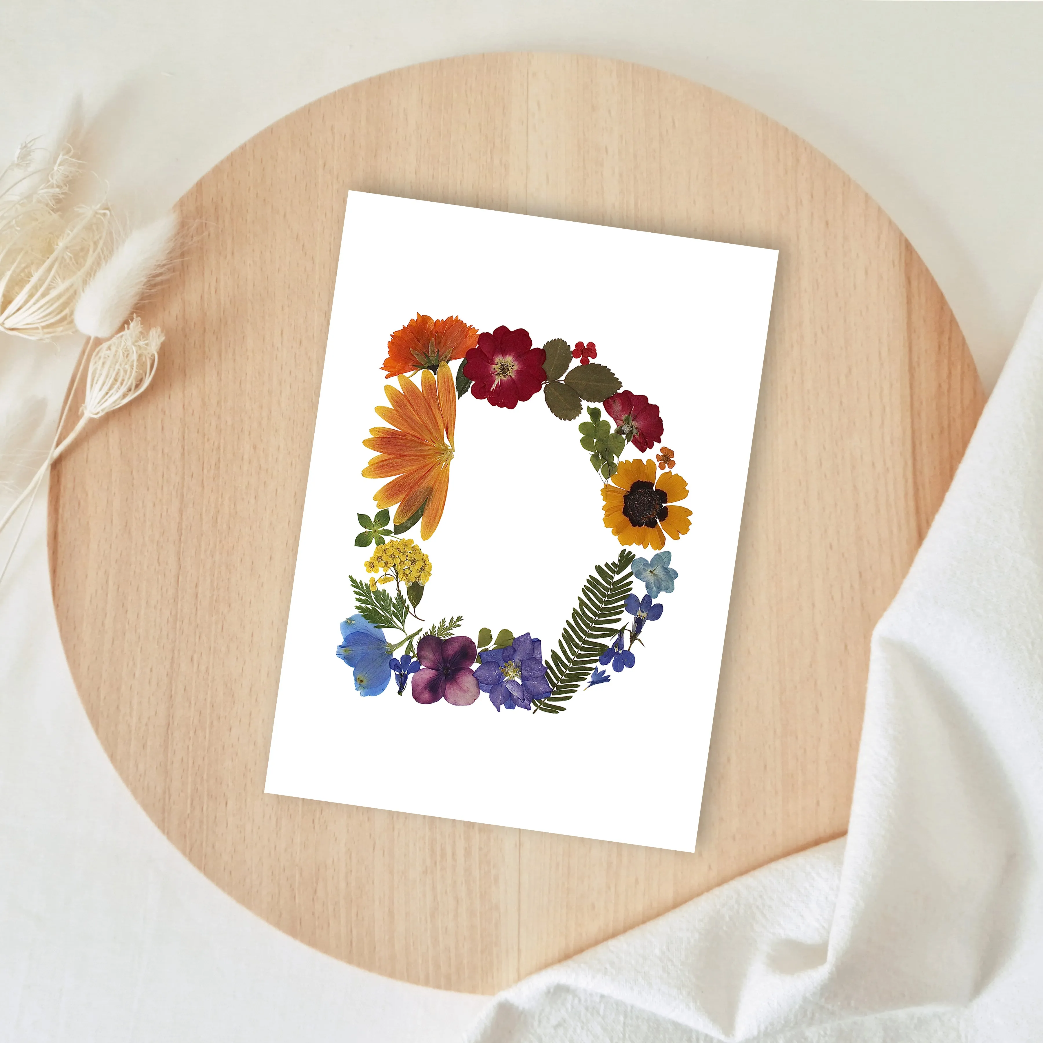 Rainbow Garden Letter "D" Floral Art Print