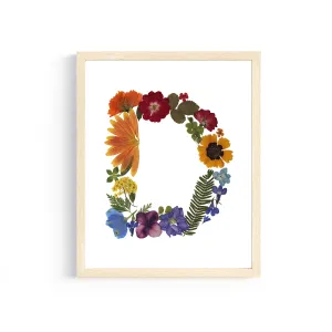 Rainbow Garden Letter "D" Floral Art Print