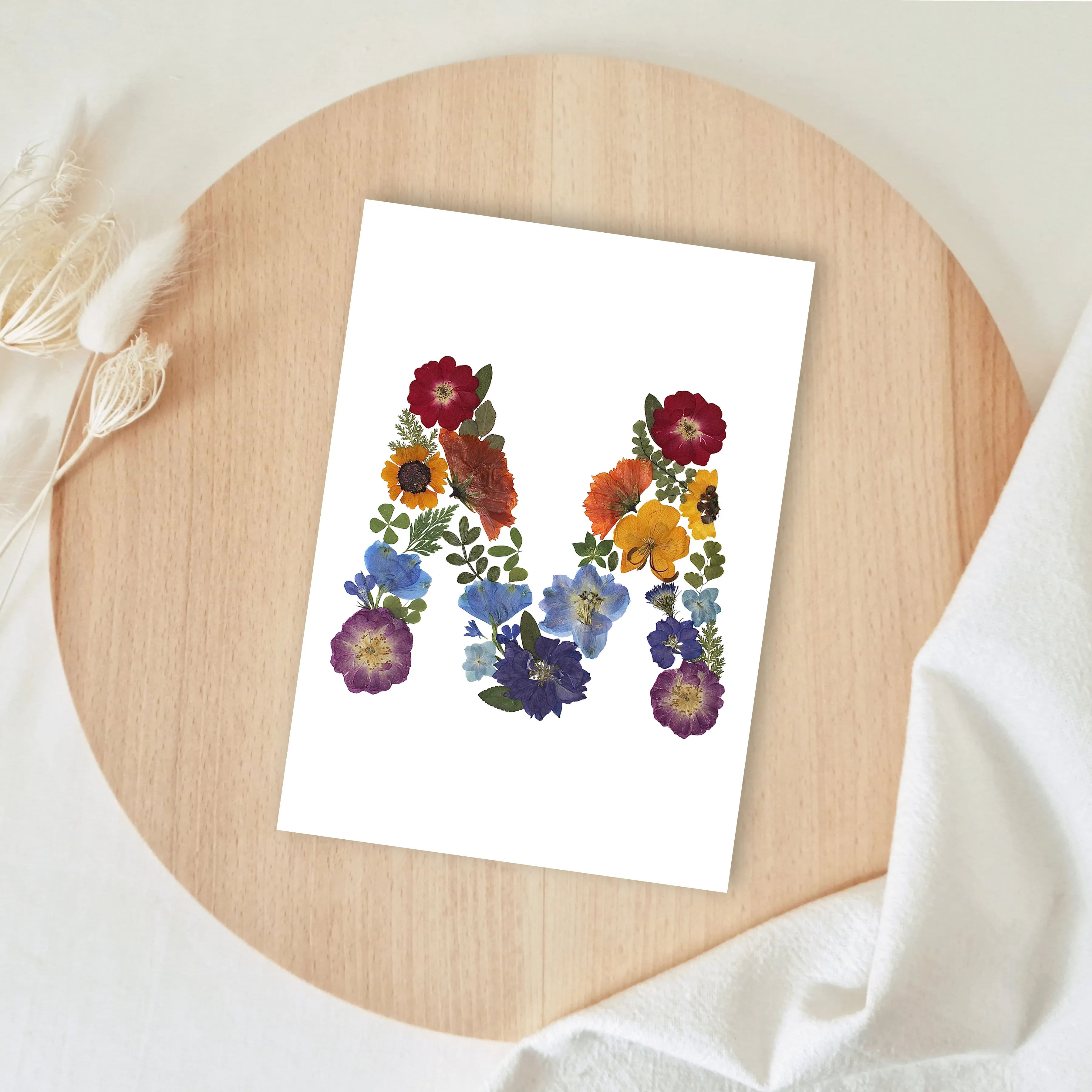 Rainbow Garden Letter "M" Floral Art Print