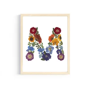Rainbow Garden Letter "M" Floral Art Print