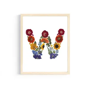 Rainbow Garden Letter "W" Floral Art Print