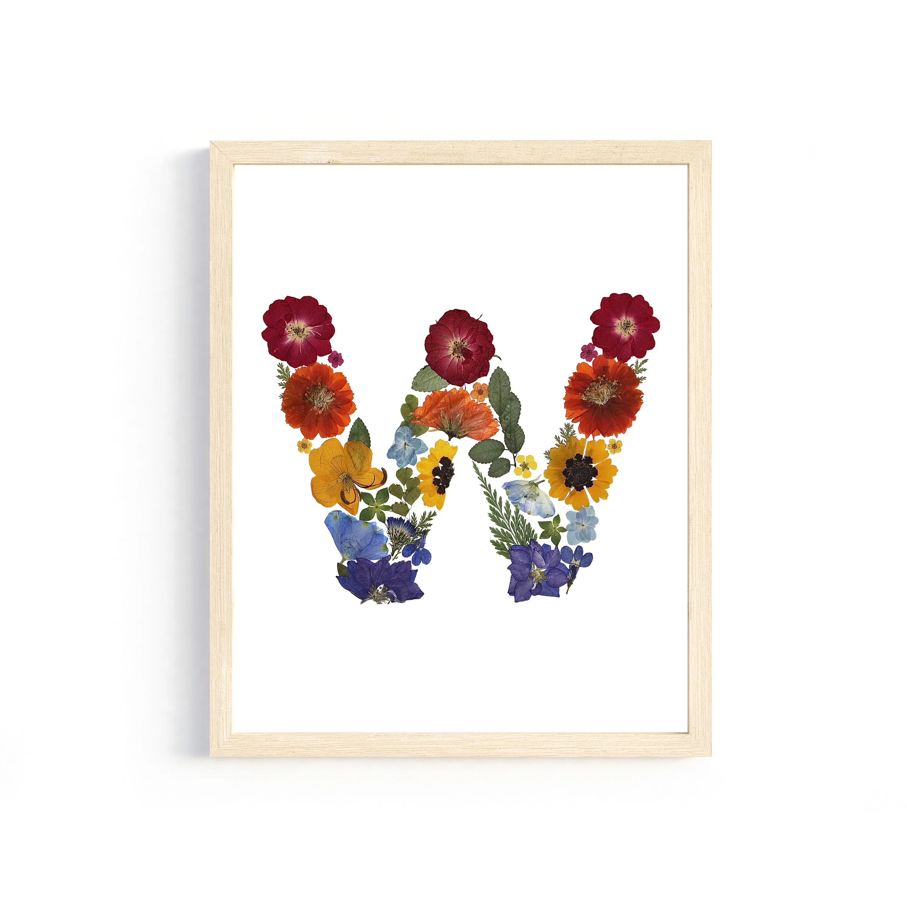 Rainbow Garden Letter "W" Floral Art Print