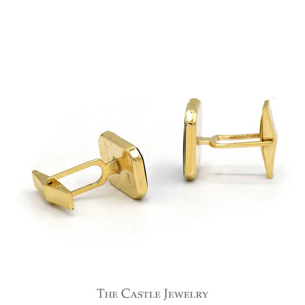 Rectangular Black Onyx Cuff Links in 14k Yellow Gold