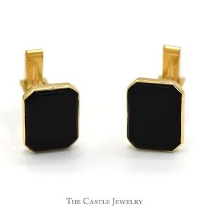 Rectangular Black Onyx Cuff Links in 14k Yellow Gold