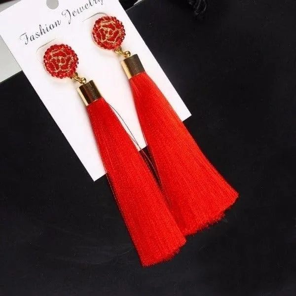 Red Tassel Fringe Earring