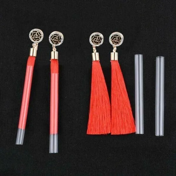 Red Tassel Fringe Earring