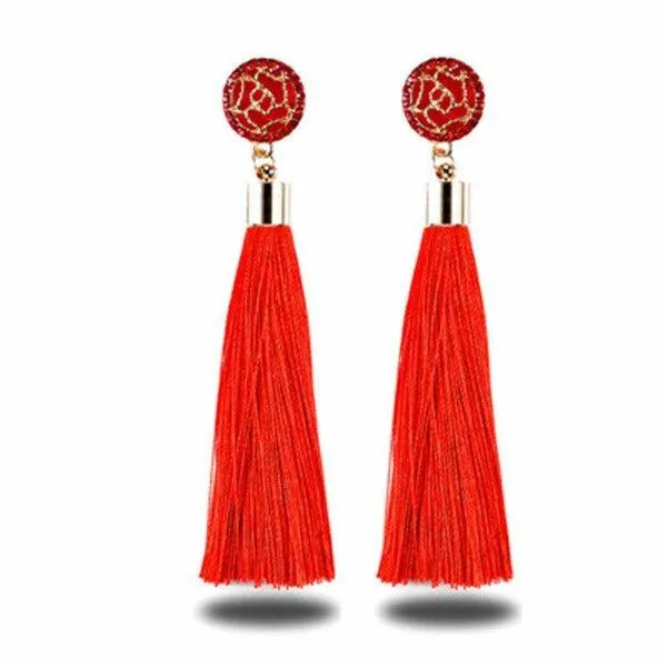 Red Tassel Fringe Earring