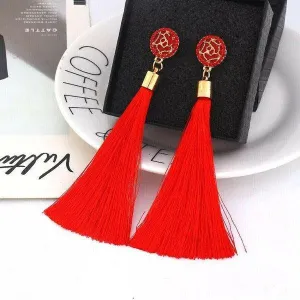 Red Tassel Fringe Earring