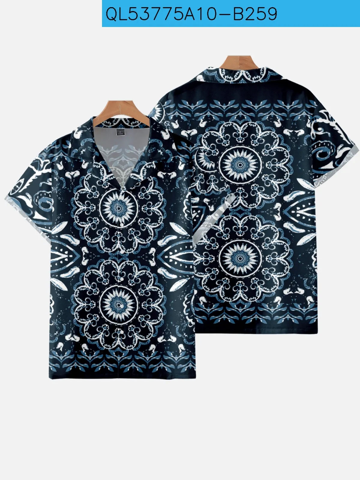 RETRO ETHNIC STYLE PRINTED ALOHA SHIRT