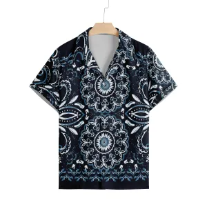 RETRO ETHNIC STYLE PRINTED ALOHA SHIRT