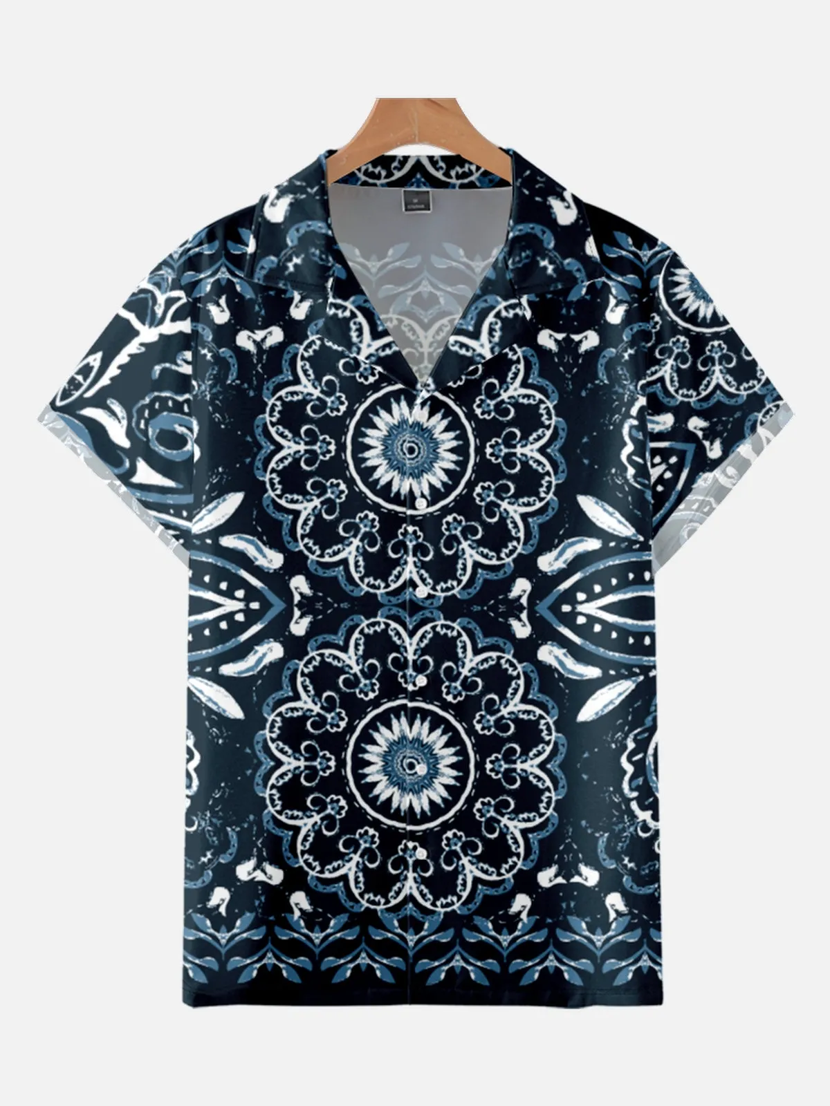 RETRO ETHNIC STYLE PRINTED ALOHA SHIRT
