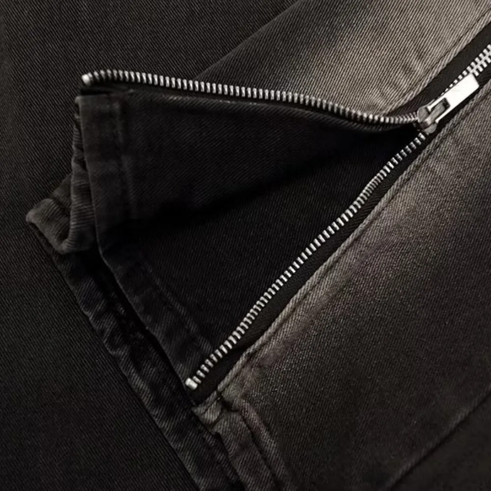 Retro High Street Gradient Zip Slit Jeans