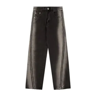 Retro High Street Gradient Zip Slit Jeans