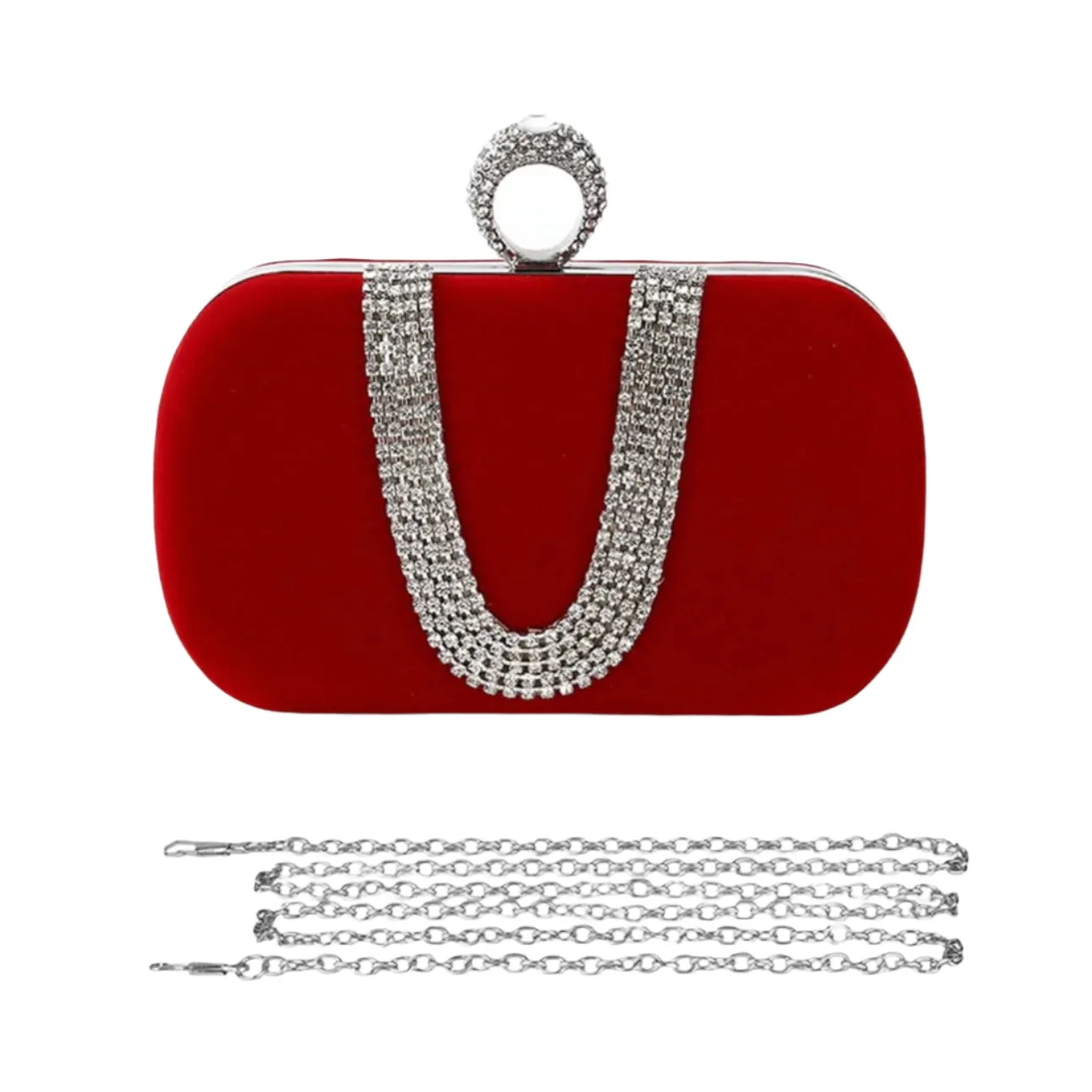 Rhinestone Drape Clutch Evening Bag
