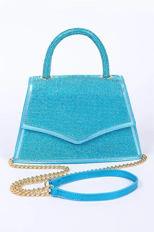 Rhinestone Top Handle Convertible Clutch Bag