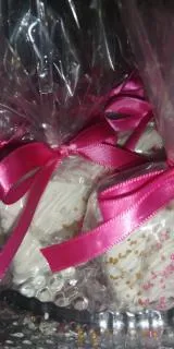 Rice Krispie Treats - Chocolate Covered/Dipped (Baby Shower White, Pink & Gold)