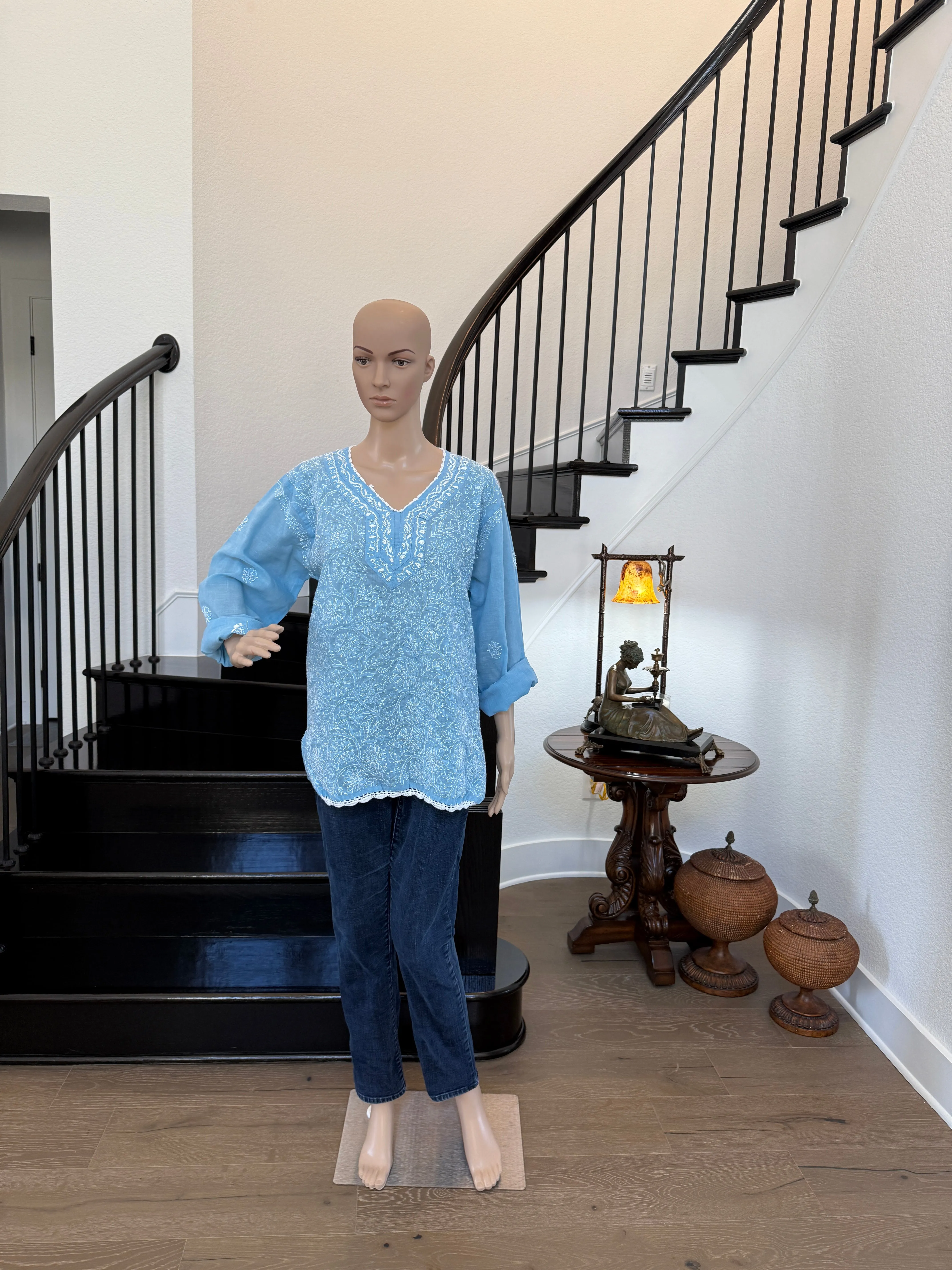 Richa Baby Blue Chikankari Kurta