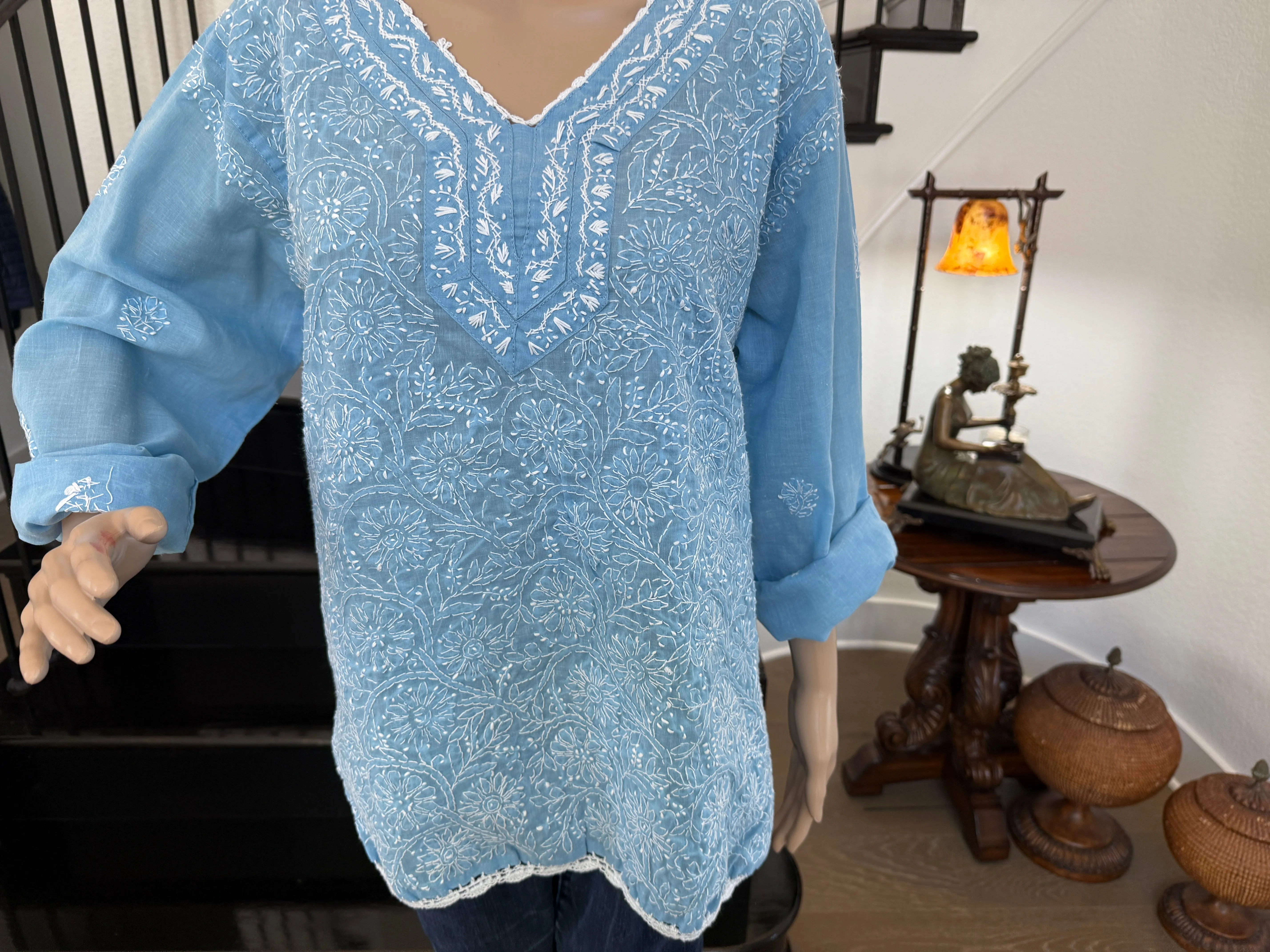 Richa Baby Blue Chikankari Kurta