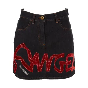 Roberto Cavalli Denim Logo Skirt