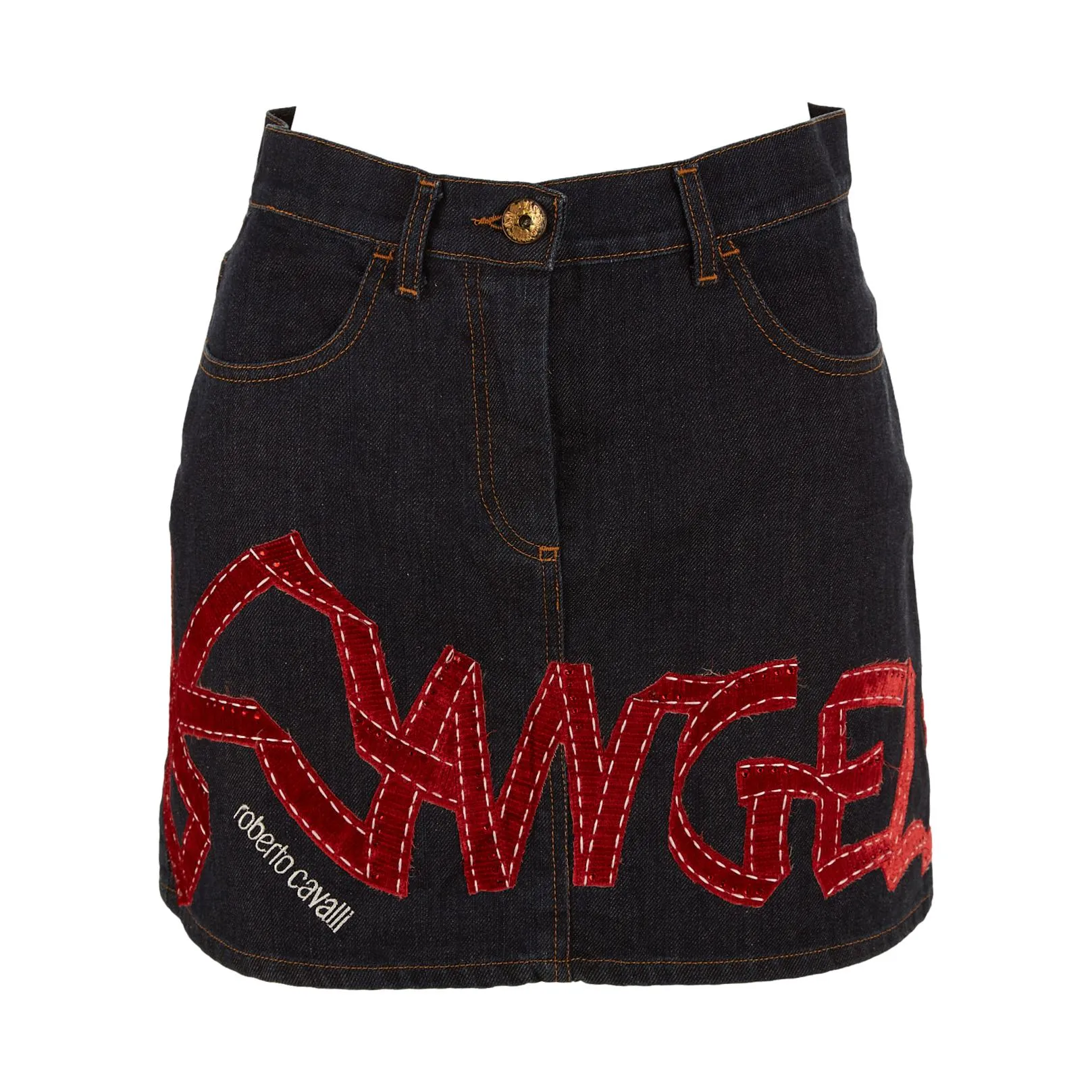 Roberto Cavalli Denim Logo Skirt