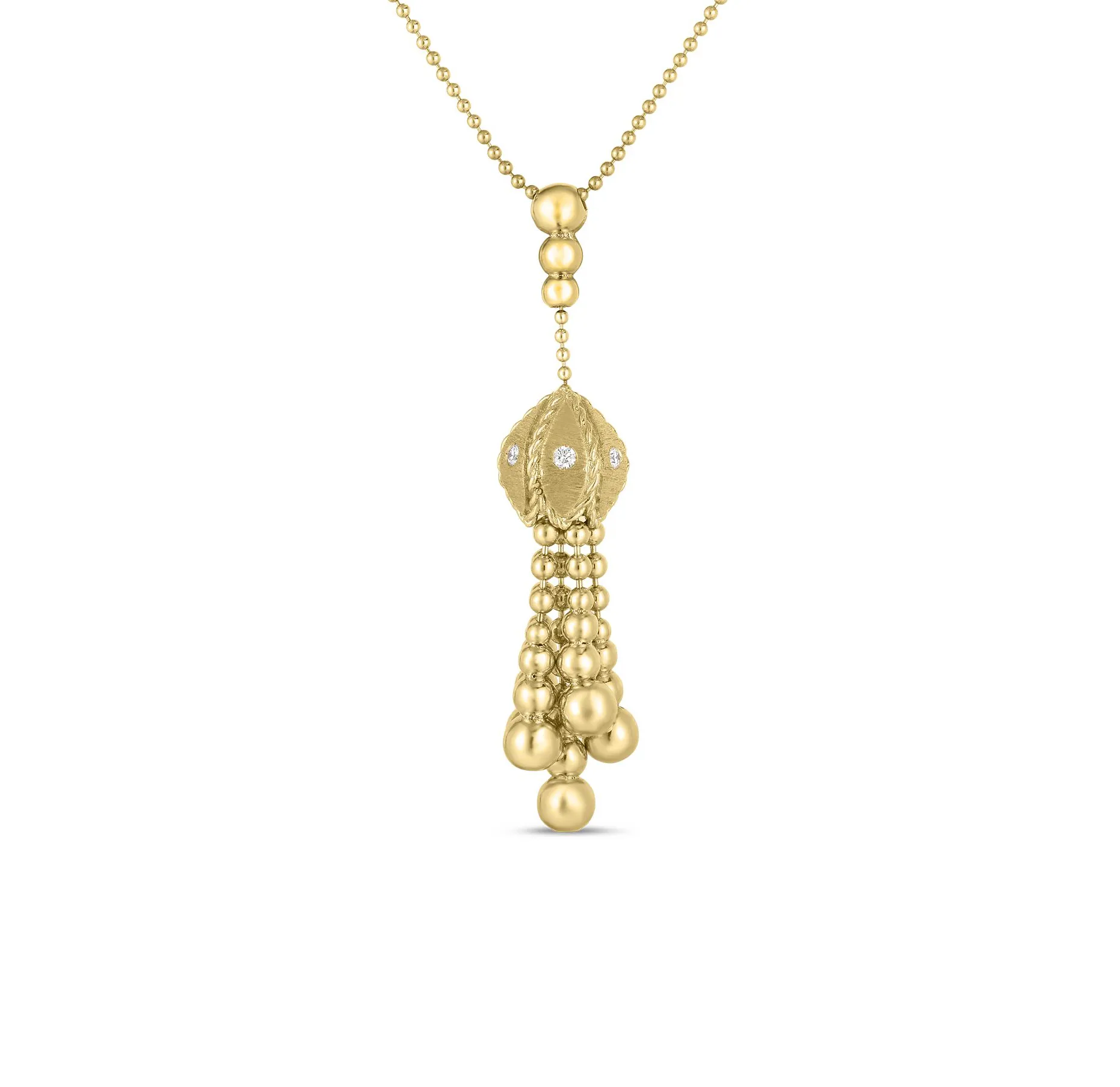 Roberto Coin Princess Yellow Gold Tassel and Diamond Necklace