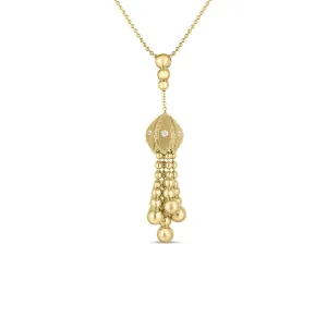 Roberto Coin Princess Yellow Gold Tassel and Diamond Necklace