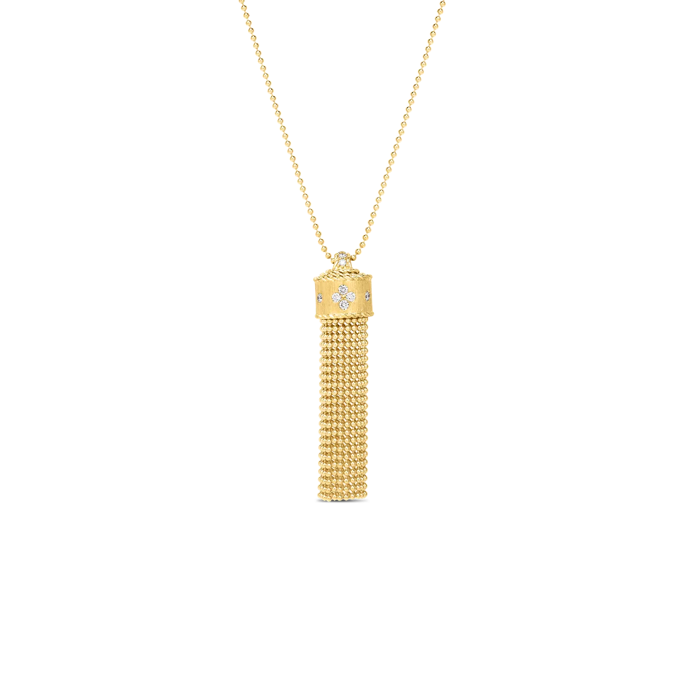 Roberto Coin Princess Yellow Gold Tassel Diamond Accent Long Necklace
