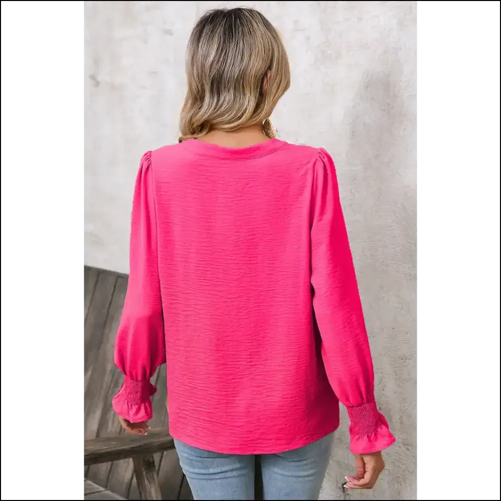 Rose Red Notch v Neck Blouse Instant Diva