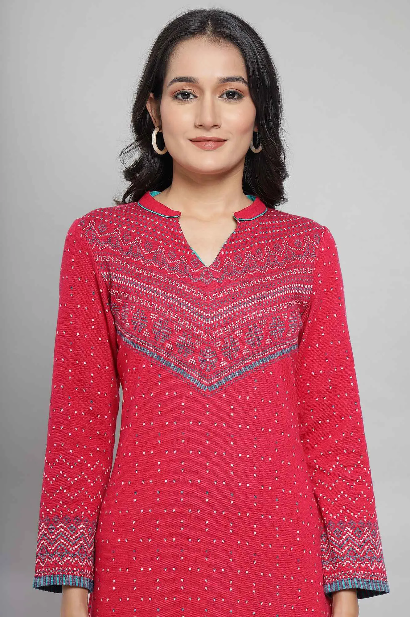 Rose Red Winter kurta