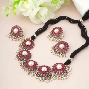 Round Red Crystal Choker Set