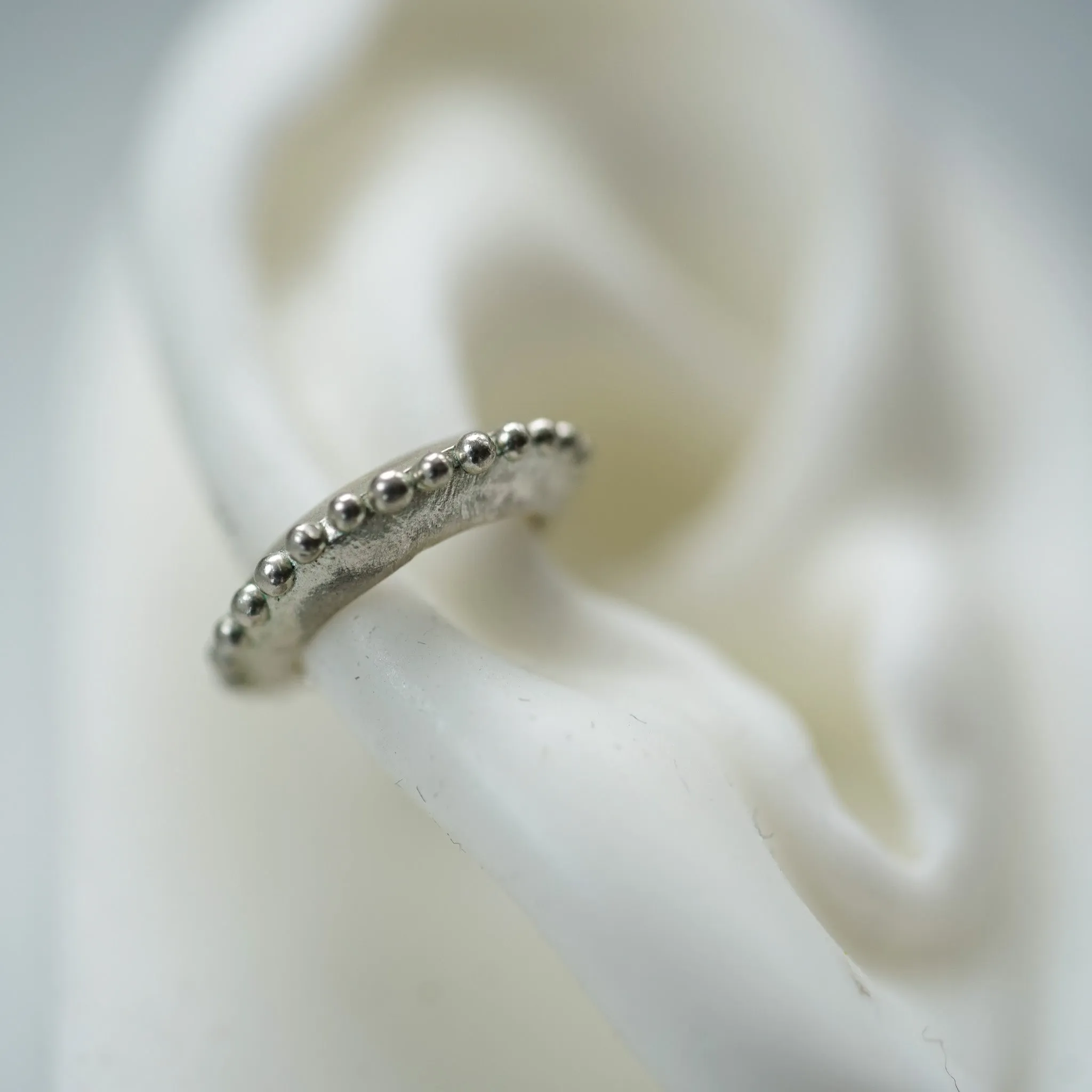 Round silver ear cuff with beads