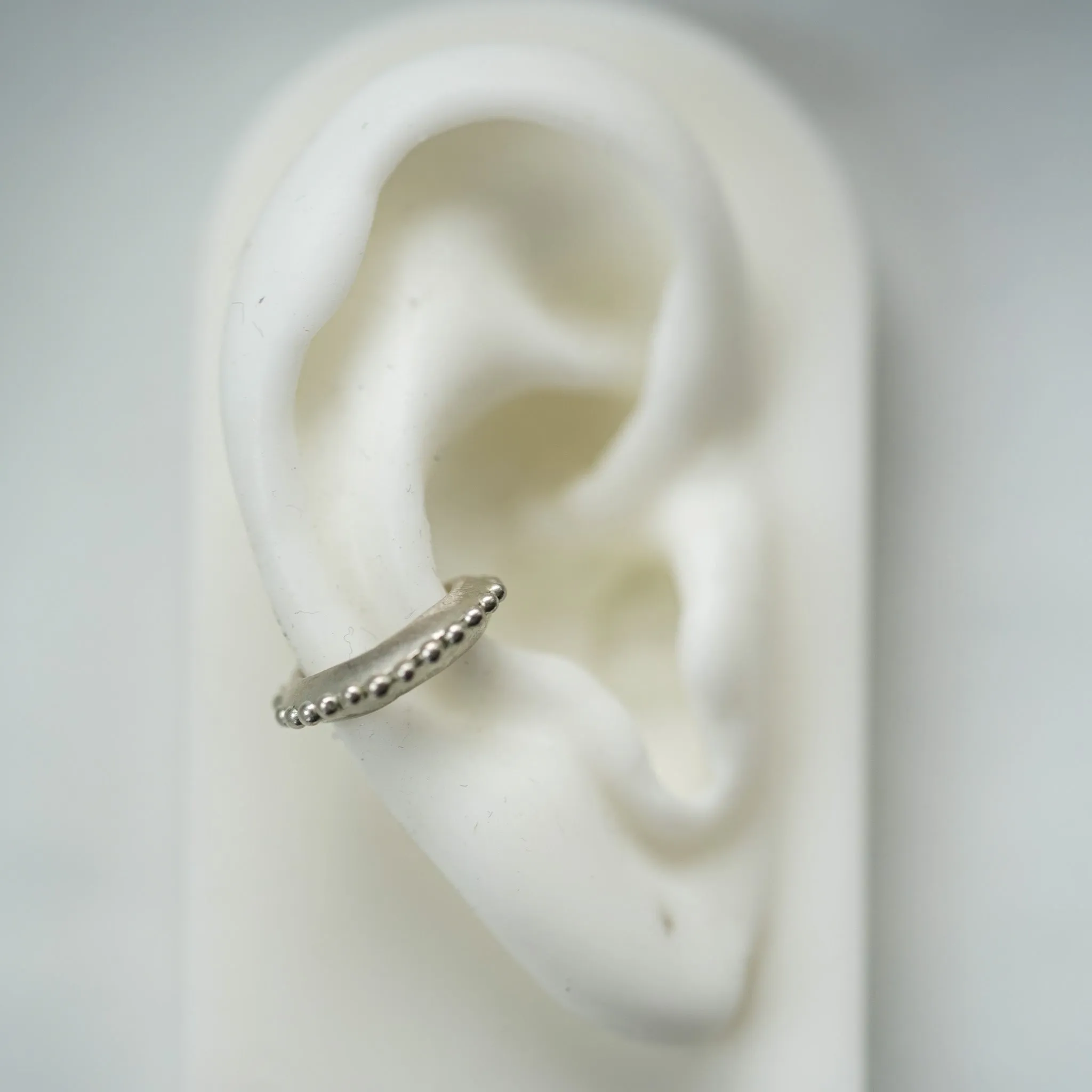 Round silver ear cuff with beads