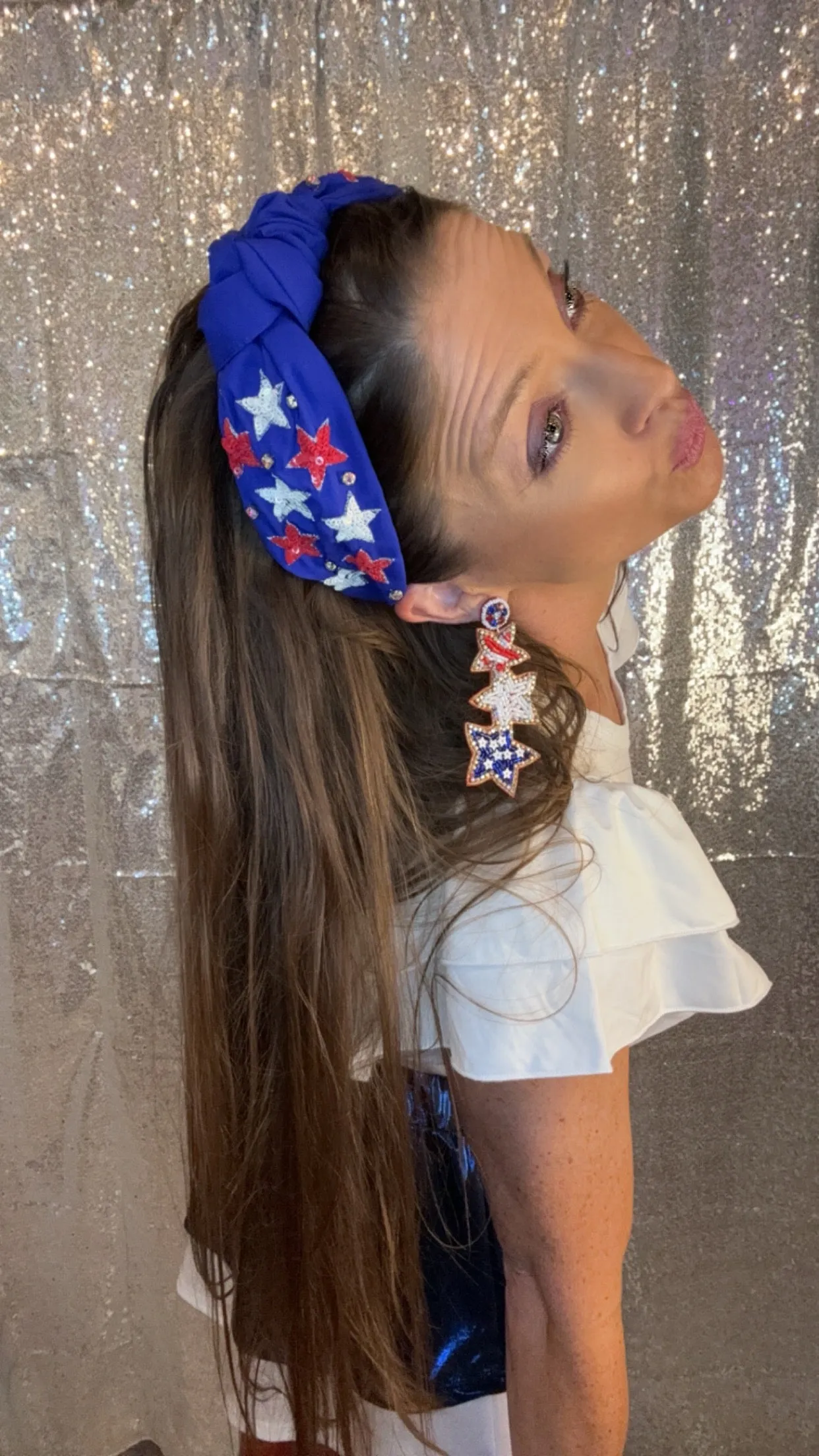 Royal Blue Rhinestone USA Headband