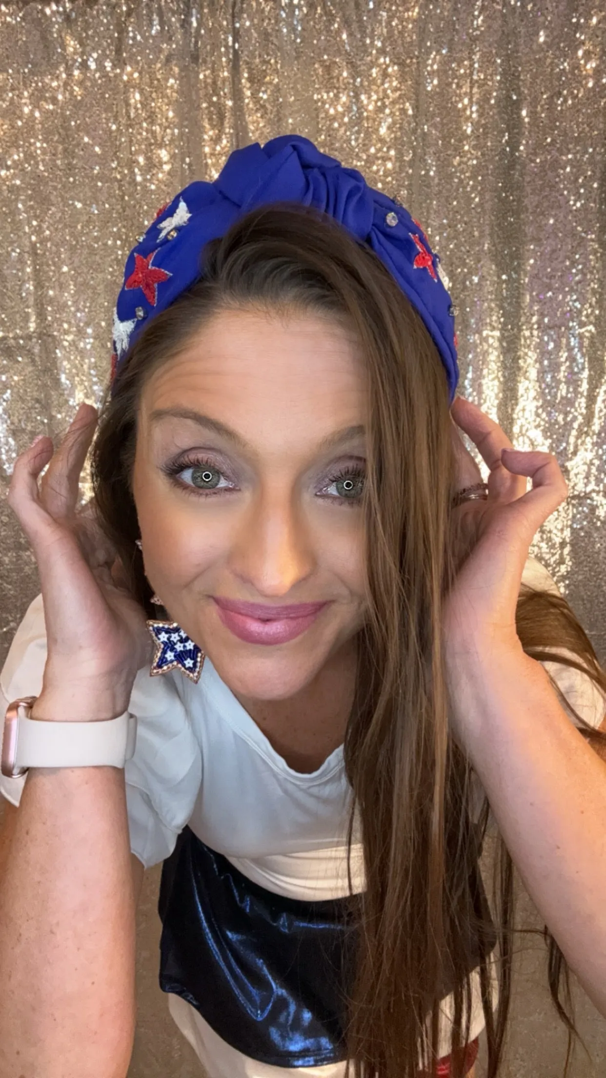 Royal Blue Rhinestone USA Headband