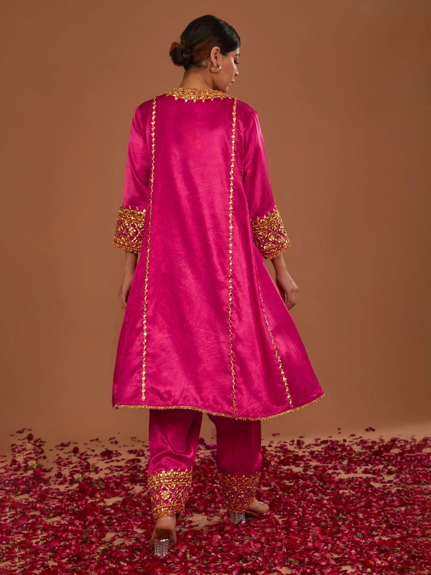 Royal Cerise Mashru Silk Kurta and Salwar with a Dupatta