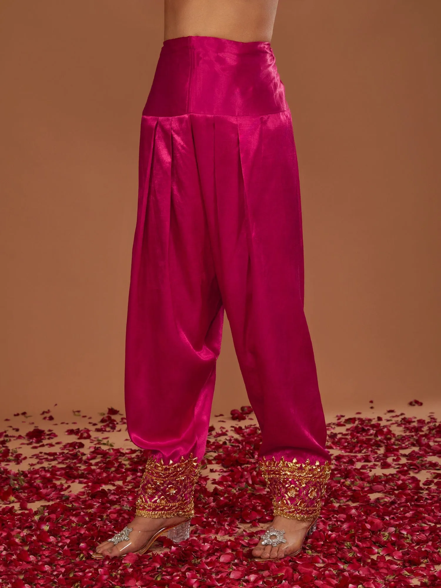 Royal Cerise Mashru Silk Kurta and Salwar with a Dupatta
