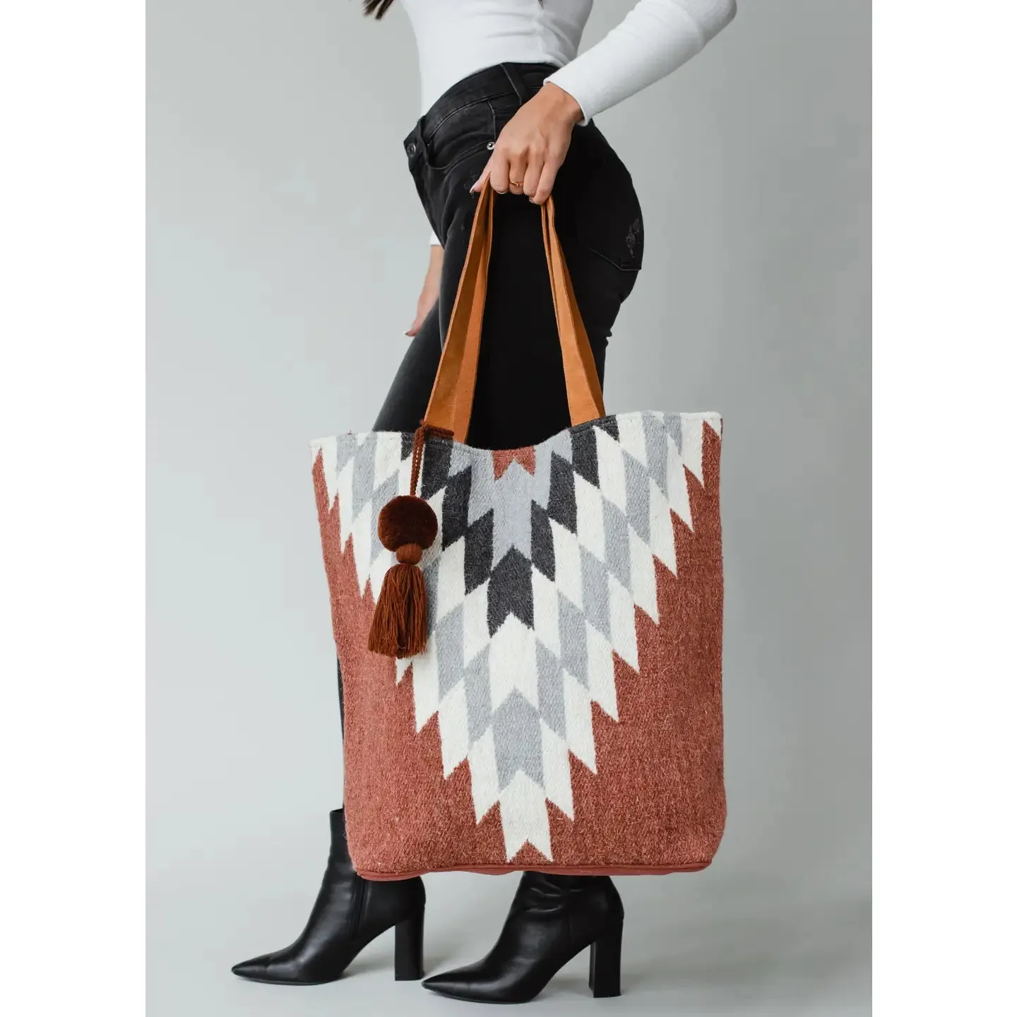 Rust, Cream, & Gray Aztec Tote