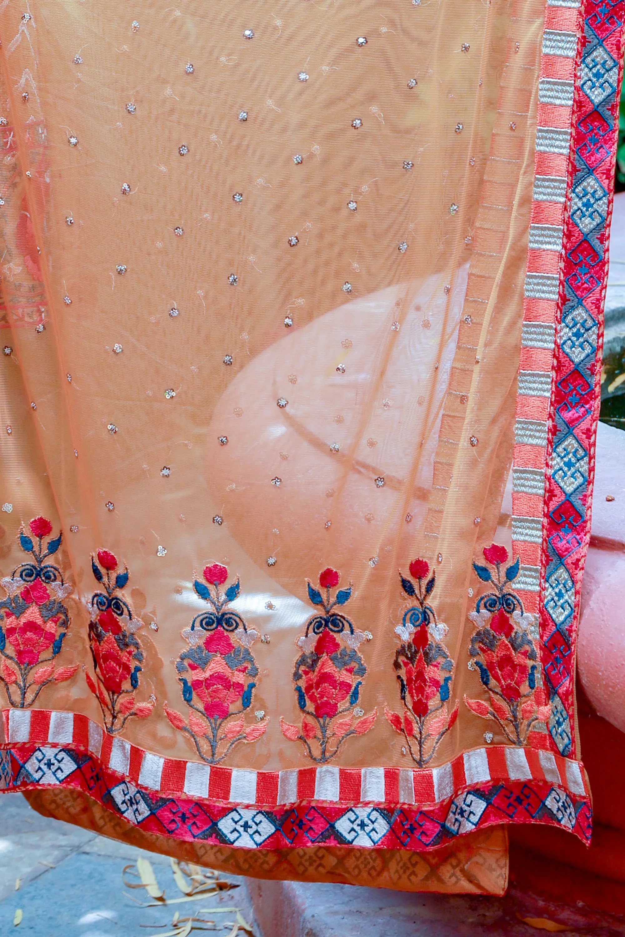 Rust Orange Chiffon Salwar Kameez Suit