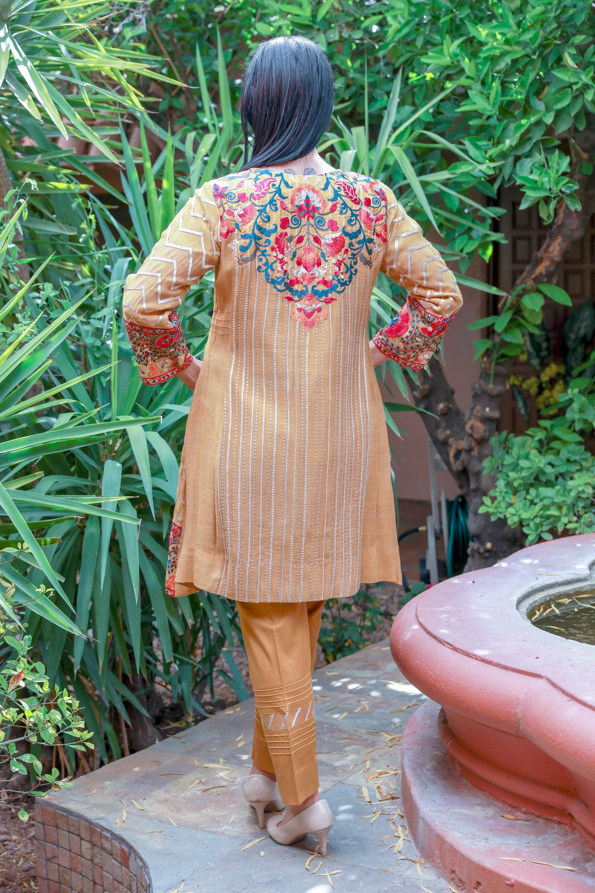 Rust Orange Chiffon Salwar Kameez Suit